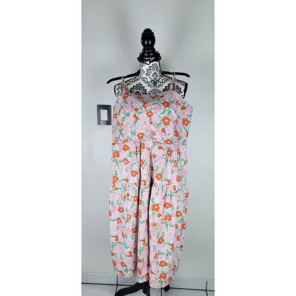 FREE ASSEMBLY Pink Floral Sleeves A-line Cotton Button Dress Sz XL - Picture 3 of 16